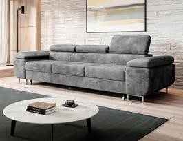 "Norberg" sofa-lova - 279 cm - veliūrinė pilka - 3 vietų sofa - reguliuojami galvos atlošai - miego funkcija - audinys: Monolith M-85.