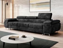 "Norberg" sofa-lova - 279 cm - "Velur Graphite" - 3 vietų sofa - Reguliuojami galvos atlošai - Miegamojo tipo sofa - Audinys: Monolith M-97.