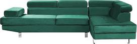 "Norrea" 5 vietų kampinė sofa "Velvet Velvet Emerald Green" su šezlongu kairėje Modernus