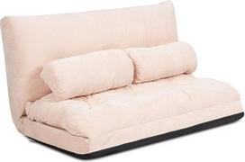 "RELAX4LIFE" sulankstoma grindų sofa, sofa-lova su 2 pagalvėlėmis, 3-in-1 miegamoji kėdė su 6 lygių reguliuojamu atlošu, sulankstomos sofos-lovos funkcija, sofa-lova (smėlio spalvos), 179 x 108 x 18 cm (LA09372FIDE)