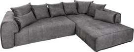 "Riess Ambiente Clan" šiuolaikinė XXL kampinė sofa 319 cm Antracito aksomas, įskaitant pagalvėlę Kampinė sofa "Nosa" pakabinamas baldas gali būti surenkamas iš abiejų pusių