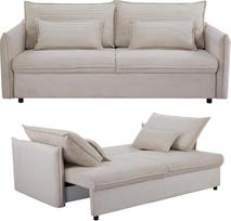 "Riess Ambiente" dizaino sofa-lova Apartment 215 cm smėlio spalvos laidas 3 vietų sofa su lovos dėžės pagalvėle