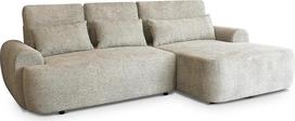 "Robin Inspire Aldo" kampinė sofa su miego funkcija, lovos dėžė, L formos sofa, kampinė sofa, sofa lova, laisvai pastatoma, dešinė, dramblio kaulo spalvos, 266 x 160 x 87 cm