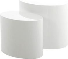 "Selsey Plomin" - šoninis staliukas / sofos staliukas, 2 vnt., ritinio formos, 40 x 24,5 cm arba 48 x 33 cm (baltas blizgus)