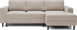 "Selsey" - "Nalika" L formos kampinė sofa-lova su saugykla, smėlio spalvos hidrofobinis veliūras, dešinė pusė