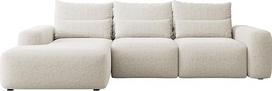 "Selsey" sofa kampinė sofa lova sofa su laikymo erdve miego funkcija lengva priežiūra su pagalvėle juosmens pagalvėlė L formos laisvai pastatoma kairė šenilinė kreminė "Carnos