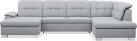 "Selsey" kampinė sofa, 330 x 212 cm, U formos, šviesiai pilka, modulinė sofa-lova su miego funkcija, sofa-lova su daiktadėže / lovos dėže, reguliuojami galvos atlošai, atspari vandeniui, atspari trinčiai, kairė