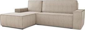 "Sofnet Totti L" kampinė sofa su miego funkcija ir lovos dėže, virvės audinys, L formos sofa, minkšta sofa, sofa lova, sofos komplektas (smėlio spalvos (Poso 100), kampinė sofa kairė