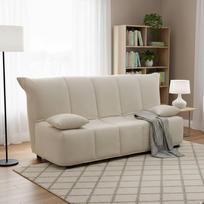 "Talamo Italia" - "Alisee" 2 vietų sofa-lova, svetainės sofa su vežimėliu, paminkštinto audinio, su pagalvėle, 100 % pagaminta Italijoje, 125 x 90 x 85 cm, smėlio spalvos