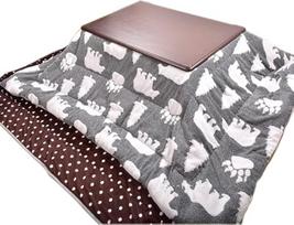 "Tatami Futon" kavos staliukų rinkinys su skalbiama antklode, šildymu ir antklode, japoniškas Kotatsu šildymo staliukas, Tatami Kotatsu staliukas, rudos spalvos, 120 x 75 x 45 cm