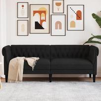"Tidyard Chesterfield" 3 vietų Chesterfieldo sofa Sofa Biuro sofa Minkšta odinė sofa Stiliaus sofa Klubo sofa Juodas audinys