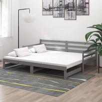 "Tidyard" dieninė lova Išskleidžiama sofa lova Sofa lova Sofa sofa lovos rėmas Viengulė lova Pilka pušies masyvo 2 x (90 x 200) cm