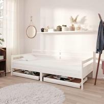 "Tidyard" dieninė lova su stalčiais, sofos lovos lovos rėmas Viengulė lova Sofa lova Sofa kušetė Pušies masyvas 90 x 200 cm Balta