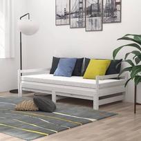 "Tidyard" išskleidžiama sofa lova su atlenkiama pagalve, lovos rėmas, dienos lova, viengulė lova, sofa lova, svečių lova, jaunimo lova, sofa, kušetė, medžio masyvas, pušis 2 x (90 x 200) cm, balta