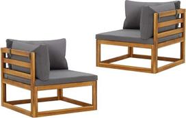 "Tidyard" modulinės kampinės sofos 2 dalių sofos komplektas 70 x 70 x 60 cm su sėdynės atlošo pagalvėlėmis, sofa-lova, sofa-lova su 2 x sofos kampiniais elementais, 2 x sėdynės pagalvėlės, 4 x atlošo pagalvėlės, akacijos medžio masyvas