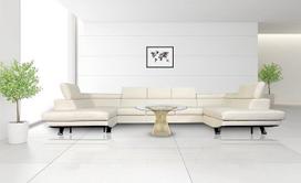 "Varsovia" natūralios odos kampinė U formos sofa 193 x 370 x 193 cm Sofa-lova su miego funkcija ir galvos atlošais Įvairių spalvų natūralios odos kampinė sofa