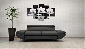 "Varsovia" natūralios odos 2 vietų sofa 180 cm pločio su reguliuojamais galvos atlošais Odinė sofa Natūralios odos kušetė Antracito spalvos ir daugelio spalvų