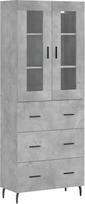 "vidaXL Highboard", komoda su stalčiais, komoda su stalčiais, šoninė spintelė, metalinės kojelės, moderni, betoninė pilka medžio medžiaga