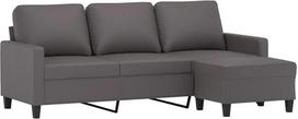 "vidaXL" 3 vietų sofa su taburete pilka 180 cm dirbtinės odos
