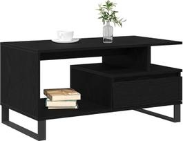 "vidaXL" kavos staliukas "Black Oak Look" 90 x 49 x 45 cm Medžio kompozito modernus kavos staliukas Aukštos kokybės medienos minimalistinis centras Funkcionali svetainės apdaila