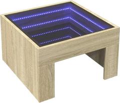 "vidaXL" kavos staliukas, šoninis staliukas su "Infinity LED", sofos staliukas, svetainės kavos staliukas, arbatos staliukas, svetainės staliukas, Sonoma ąžuolo medienos medžiaga Stiklas