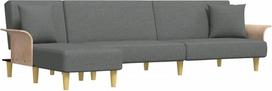 "vidaXL" L formos tamsiai pilkos spalvos sofa lova 279 x 140 x 70 cm audinys