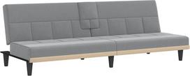 "vidaXL" sofa lova su gėrimų laikikliais, sofa su reguliuojamais atlošais, svetainės sofa, sofa lova, metalinės kojelės, šviesiai pilkas audinys