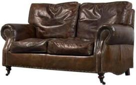 "Wales" 2 vietų senovinė odinė sofa "Vintage Cigar", tamsiai ruda