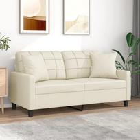 "Willood" 2 sėdimų vietų sofa su dekoratyvine pagalvėle Cream 140 cm dirbtinės odos sofos komplektas, tinkantis miegamajam, svetainei ir kt.