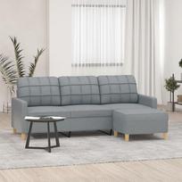 "Willood" 3 vietų sofa su taburete, šviesiai pilka, 180 cm, audinys, sofa su kojūgaliais, metalinis rėmas, minkšta sofa, medžiaginė sofa svetainei, svetainės sofa, moderni