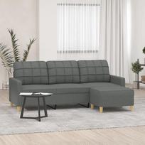 "Willood" 3 vietų sofa su taburete, tamsiai pilka, 180 cm audinys, sofa su kojūgaliais, metalinis rėmas, minkšta sofa, medžiaginė sofa svetainei, svetainės sofa, moderni