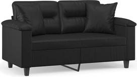 "Willood" dvivietė sofa su dekoratyvinėmis pagalvėlėmis, sofa su dekoratyvine pagalvėle, svetainės sofa, minkšta sofa, fotelis, relaksacinė sofa, poilsio sofa, poilsio sofa, relaksacinė sofa, juoda, 120 cm,