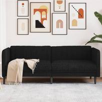 "Willood" sofa 3-vietė sofa su porankiais, atlošo atramomis, atraminėmis kojomis, svetainės sofa, minkštas sofos komplektas, modernus juodas audinys