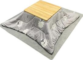 "Winter Kotatsu" keturi medžio masyvo kavos staliukai, žemas staliukas su šildymu po stalu, žemas kavos staliukas visiems metų laikams (spalva: ruda, dydis: 75 x 75 x 40 cm) (ruda 75