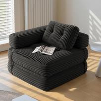 "Xbro" sulankstoma sofa-lova su L formos atlošu, maža sofa-lova su velvetiniu audiniu ir smulkintomis putomis, erdvę taupantis 2-in-1 sulankstomas čiužinys mažoms erdvėms, nuo 85 x 85 cm iki 170 x 85 cm, tamsiai pilkos spalvos