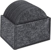 14 apvalių padėkliukų, šilumos izoliacijos puodelio dubenėlio kilimėlis Coaster Placemat su laikymo dėžute, skirta namams, virtuvei, juoda (juoda)