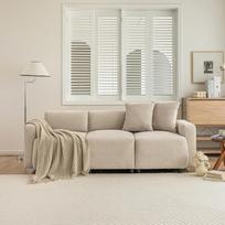 3 vietų sofa, 211 cm sofa su miego funkcija, šenilinė sofa su 2 pagalvėlėmis, minkšti svetainės, miegamojo baldai (kreminė)