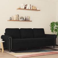 3-sitzer-Sofa Wohnzimmer Sofa Sitzecke Wohnzimmer Sofa Couch Sitzecke Schwarz 180 cm Samt - 359544