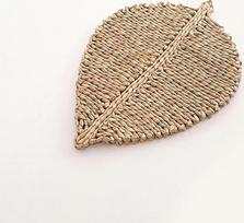 30-40 x 30 cm apvalios / elipsės formos / gėlės formos austos paklodės, natūralios vandens hiacinto / kukurūzų lukštuose, pintos šiaudinės paklodės valgomojo stalui (natūralios, 15,40 x 30 cm)