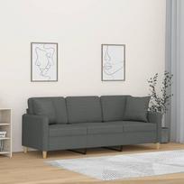 3200918 3-vietė sofa su dekoratyvinėmis pagalvėlėmis, tamsiai pilka, 180 cm audinys, poilsio sofa, sofos ir kušetės, poilsio sofa, svetainės sofa, sofa su
