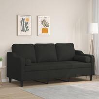3200857 3-vietė sofa su dekoratyvinėmis pagalvėlėmis, juoda, 180 cm, audinys, poilsio sofa, sofos ir kušetės, poilsio sofa, svetainės sofa, sofa su