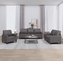 3201340 3 dalių sofos komplektas su pagalvėlėmis Pilka dirbtinės odos sofa su relaksacine funkcija Sofos komplektas Svetainės sofa Sofos sofos komplektas