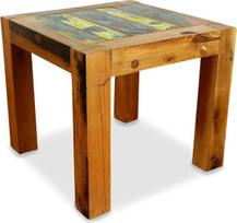 50 x 50 x 45 cm medinis kaimiško dizaino staliukas iš tikmedžio, rankų darbo, pagamintas Indonezijoje, natūrali perdirbta valčių mediena, užplombuotas