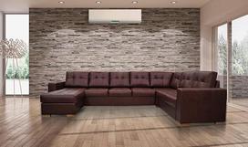8 vietų natūralios odos kampinė sofa Maljorkos PIK U formos 170 x 335 x 240 cm otomanas Kairė sofa-lova su lovos funkcija ir lovos dėže Kampinė sofa iš natūralios odos Daug spalvų