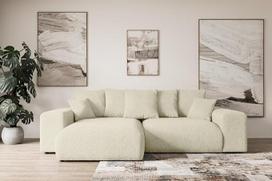 ALTDECOR "Eskar-L" kampinė sofa su miego funkcija ir lovos dėže, kampinė sofa, L formos sofa lova, išskleidžiama gyvenamojo kraštovaizdžio sofa lova, sofa Eskar-L, 266 x 176 x 84 cm, smėlio spalvos