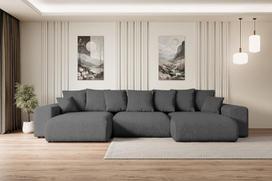 ALTDECOR "Eskar-U" kampinė sofa su miego funkcija ir lovos dėže, kampinė sofa, U formos, universali, kairėje ir dešinėje esanti sofa-lova, išplečiamas gyvenamasis kraštovaizdis "Eskar-U", 364 x 176 x 72 cm, pilka