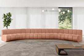 ALTDECOR "Montra-U2" modulinė kampinė sofa U formos kampinė sofa Sofa Gyvenamasis kraštovaizdis Grindų sofa U2-581 x 174 x 70 cm Abrikoso spalvos