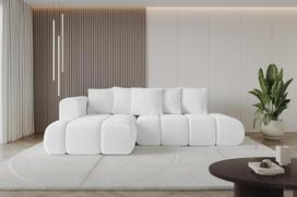 ALTDECOR Kampinė sofa su miego funkcija ir lovos dėže Kampinė sofa lova Kampinė sofa lova Kampinė L formos sofa lova Išskleidžiama gyvenamojo kraštovaizdžio sofa lova Cauchsofa Cloud-L-v1 289 x 180 x 40 cm Balta