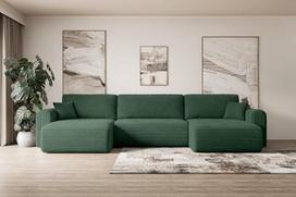 ALTDECOR ORRO-U kampinė sofa su miego funkcija ir lovos dėže, kampinė sofa, U formos, universali, kairiojo ir dešiniojo posūkio sofa lova, išskleidžiama svetainės sofa lova, 362 x 145 x 83 cm, žalios spalvos