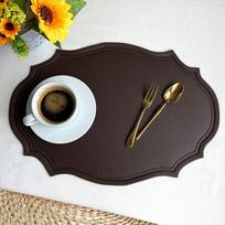 AMDXD 4 kilimėlių rinkinys "Retro Vintage", PVC odiniai kilimėliai, plaunami, paprasti, netaisyklingi, neslystantys kilimėliai kavai, skirti namų restoranui, valgomajam stalui 29,5 x 43 cm